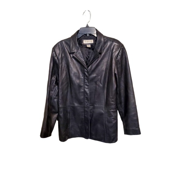 Preston & York Jackets & Blazers - Vtg. Preston and York Black Leather Jacket Siz Large W/Button Up Closure
